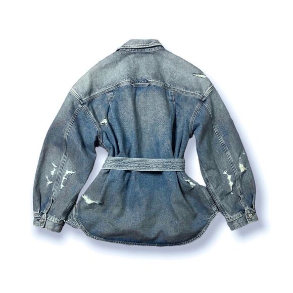 Anthropologie x Citizens of Humanity Dolly Belted Distressed Denim Jacket XL - Picture 3 of 16